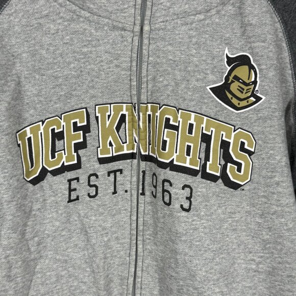 UCF Knights Hoodie Sweatshirt Jacket Mens Size L Gray Full Zip Hooded Russell - Picture 2 of 9